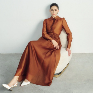 Blusa y camisa de mujer de calidad superior ESPERANZA CON VOLANTES TOPS Color marrón Moda Ropa de mujer Logotipo personalizado Hormiga blanca - Product Image 3