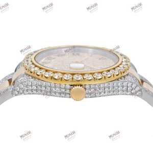 Reloj analógico de lujo de primera calidad, acero inoxidable, estilo HipHop, detalles dorados, números romanos coloridos, reloj de diamantes de moissanita helada de 40mm - Product Image 4