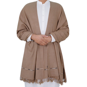 Ropa de hombre islámica modesta de colores con logotipo personalizado OEM, ropa informal de temporada larga de invierno para exteriores, Cachemira bordada a rayas sólidas - Product Image 2