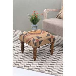 Taburete marroquí hecho a mano, puf otomano, cojín decorativo bohemio, reposapiés tradicional bereber, muebles para la sala de estar. - Product Image 1