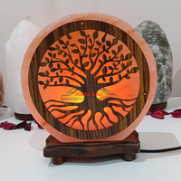 Lámpara de Sal del Himalaya al por Mayor con Base de Madera Tallada con Corte Láser 3D, Ecológica, Amor Feng Shui, Certificación ISO, Precio Directo de Fábrica