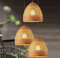 Lampe suspendue en bambou faite à la main de style rétro pour le foyer, lampe en rotin pour le salon, lampe design pour le hall