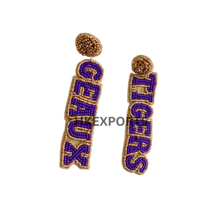Wholesale Geaux Tigers Gameday Beaded Earrings: Flaunt Your LSU <b>Spirit</b> With Style at Bulk Prices - Product Image 3