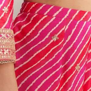 Conjunto de Sharara bordado Leheriya Chinon rosa al por mayor para recepción festiva de ropa de fiesta de boda y pedidos étnicos personalizados - Product Image 5