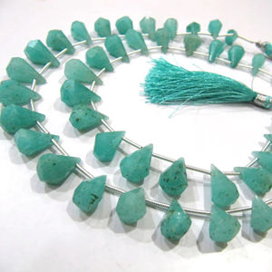 Cuentas facetadas de lágrima de amazonita natural Briolette azul 6x10mm a 9x15mm 8 pulgadas hebra larga - Product Image 1