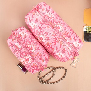 Ensemble de trousses de toilette de voyage en coton écologique de style vintage fait main, fermeture à glissière, résistant à l'eau, grande capacité - Product Image 2