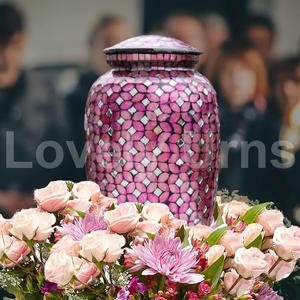 Urnes funéraires en verre mosaïque en aluminium-Grande urne funéraire de taille adulte - Product Image 1