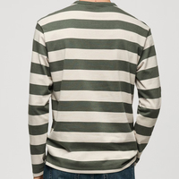 Rayé manches longues T-shirts bambou coton hommes t-shirt organique Jersey hommes col rond pull personnalisé TEE Shirt haut hommes vêtements