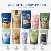 Ecologisch composteerbare, biologisch afbreekbare PLA ziplock craft kraft papieren verpakkingstas, op maat gemaakte staande pouch voor voedsel, gedroogd fruit en dierenvoer