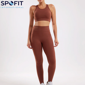 ชุดโยคะผู้หญิงคุณภาพสูงแบบมืออาชีพสั่งทำพิเศษ 2 ชิ้น ชุดออกกำลังกายน้ำหนักเบา พิมพ์โลโก้ ดีไซน์สวยที่สุด ลายเรียบ - Product Image 1