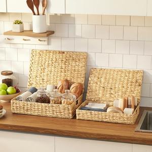 Ensemble de 2 paniers en osier avec couvercle pour l'organisation, panier de rangement artisanal, vente en gros, écologique, fabriqué au Vietnam - Product Image 3