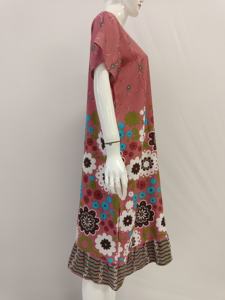 ชุดเดรสลายดอกไม้สำหรับผู้หญิงใส่สบายมีกระดุมด้านหน้าทนต่อการซีดจางสำหรับสวมใส่ในชีวิตประจำวัน - Product Image 4