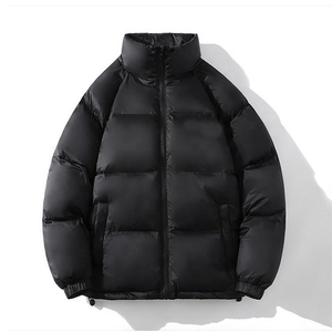 Chaquetas acolchadas de plumón para hombre con cremallera completa y cuello levantado con logotipo personalizado de color sólido nuevo - Product Image 2