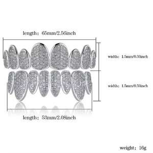 Grillz Morganite sur mesure très demandés, plaqués argent/or rhodié, style hip-hop, pour hommes et femmes, ajoutez du luxe à votre look quotidien, en gros - Product Image 3