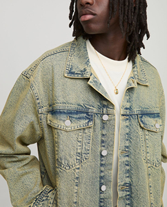 Veste en jean longue ample vintage pour homme en coton 100% sur mesure avec poches avant Vêtement d'hiver - Product Image 6