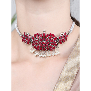 Floral Maroon <b>Choker</b> for Wedding Occasions - Product Image 3
