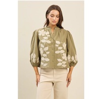 Vente flash : Blouse vintage en coton pour femme, manches longues, col en V, broderie, confortable, respirante, écologique, idéale pour le bureau