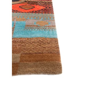 พรมไหมพรมผสมไหมไผ่ถักมือสีเบจและสีน้ำตาลลายเรขาคณิตทรงสี่เหลี่ยมผืนผ้าสำหรับห้องนั่งเล่น รุ่น Manchaha-Les-1941 - Product Image 4