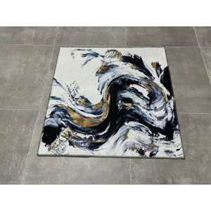 Alfombra de Mármol Negro y Dorado: Arte Abstracto de Lujo, Alfombra Personalizada, Alfombra de Chenilla - Product Image 1