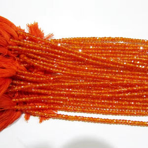 Natural Orange <b>Carnelian</b> Cubic Zirconia CZ Rondelle Faceted Stone Beads 3mm Strand 13 Inch Long - Product Image 1