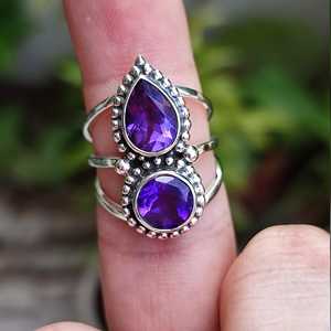 Women's Handmade Purple Amethyst Ring 925 <b>Solid</b> Sterling <b>Silver</b> with Bezel Setting Gift for Occasions - Product Image 6