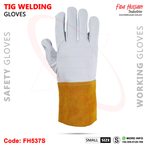 ถุงมือเชื่อมหนังแพะแท้ TIG, ถุงมือป้องกันความร้อนทนทานต่อการเผาไหม้ที่มีการป้องกันสูงสุดไม่เป็นเส้นตรงนิ้วหัวแม่มือ - Product Image 3