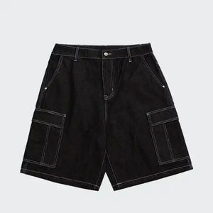 Summer Streetwear Hip Hop Baggy Jean Shorts Cotton Mens Shorts 5 Inch Denim Cargo Shorts for Men - Product Image 1