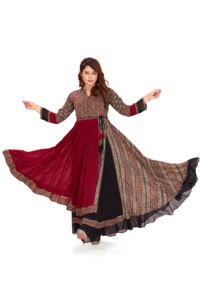 Kurti long en georgette brodé pour femmes indiennes, vêtements ethniques, robe/robe indienne brodée - Product Image 4