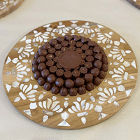 Plateau de service en bois fait main, design élégant et moderne en nacre, écologique, spécial Ramadan, pour chocolats et douceurs, décoratif