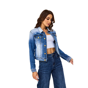 Personnalisé High Street Dos Nu Effiloché Jean Vestes Dames Mode de Haute Qualité Chaînes Veste Denim pour Femmes - Product Image 5