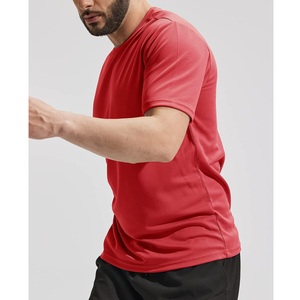 T-shirt d'été de couleur unie pour hommes en gros v/o cou sans couture à manches courtes respirant sport course t-shirts pour hommes - Product Image 5
