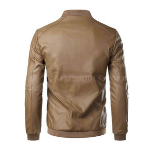 2025 hiver usine directement fournir des vestes pour hommes avec cuir tissu veste à glissière personnalisé votre propre logo de marque - Product Image 2