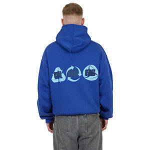 Hombres Oversized Fit Puff Print Cotton Blended Hoodie 500 GSM Color sólido Street Style 3D Puff Printing Hooded - Product Image 4