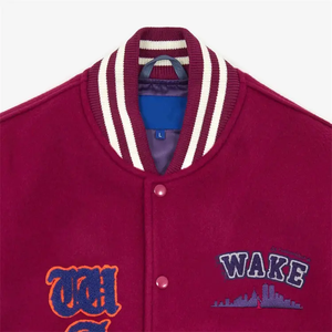 OEM Custom Chenille Vintage Patches Leather Sleeve Color Block Rib Cuff Varsity <b>Jacket</b> for Men Winter Hot Fashion - Product Image 6