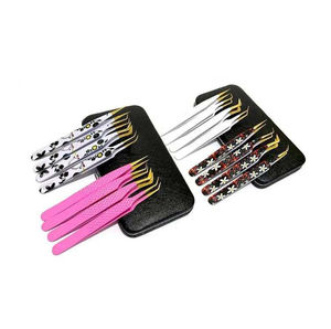 Pinces à cils professionnelles en acier inoxydable de couleur personnalisée, anti-magnétiques, avec poignée confortable, service de logo OEM ODM pour salon, longueur 10 mm - Product Image 1