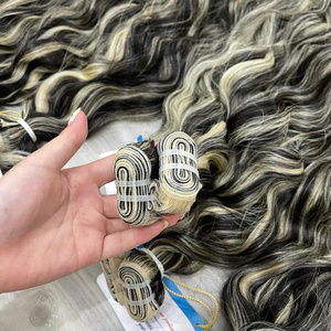 Extensions de cheveux trame cheveux vietnamiens bruts trame ondulée naturelle extensions de cheveux humains double trame dessinée couleur piano - Product Image 5