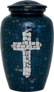Handmade <b>Large</b> Adult Size Mosaic Glass Cremation <b>Urn</b> Unique Artwork With Individual Tiles Applied by Hand for Funerals - Product Image 3
