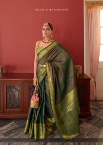 Sari de seda Kanjivaram suave de último diseñador con borde Zari de Fab Zone Indian & Pakistani Clothing - Product Image 3