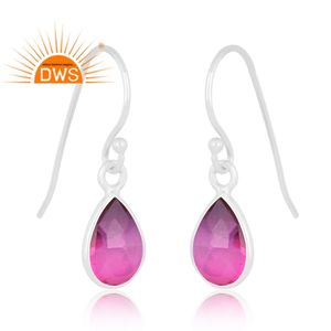 Boucles d'oreilles pendantes en argent sterling fin faites à la main avec doublet de quartz améthyste bio, fabricant de bijoux sur mesure - Product Image 2