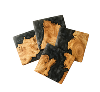 Sous-verres carrés en bois d'acacia et résine écologiques, design contemporain, 10x10 cm, 10 mm d'épaisseur, best-sellers 2021