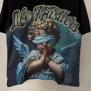 Nouveau design Life Hustler T-shirt pour homme en coton rétro respirant à manches courtes avec motif diamant - Product Image 3