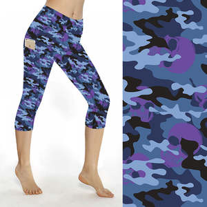 Custom Design Buttery Soft Double Side Brushed Hybrid <b>Leopard</b> Camo Digital <b>Printed</b> Women Capri <b>Leggings</b> With Pockets - Product Image 6