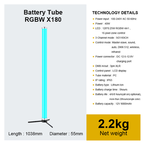 Ip65 40 Wát RGBW LED ống Đèn sân khấu không dây DMX512 điều khiển từ xa cho bộ phim câu lạc bộ đêm Studio chiếu sáng ngoài trời - Product Image 4