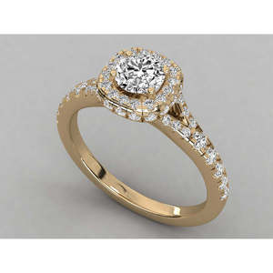 Bague solitaire en or 10 carats avec diamant rond brillant pour femme - Product Image 4
