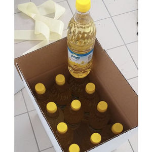 Huile de tournesol raffinée en bouteilles plastiques, lot de 12, bouchon jaune, étiquette transparente, haute pureté, pour usage culinaire - Product Image 1