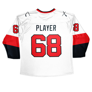 Jerseys de hockey sobre hielo de sarga de aparejos de diseño personalizado OEM con nombres y números de jugadores personalizados, jerseys directos de fábrica a bajo precio - Product Image 6