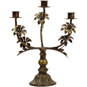 Luxury Art Deco Brass Flower Candelabra Antique Metal Grape Leaf <b>Tea</b> <b>Light</b> Holder Elegant 3-Socket Decorative Candle Stand - Product Image 3