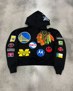 Sudadera con Capucha Personalizada para Hombre, Bordado con Patrón 3D, 100% Algodón, Estilo Holgado, Hombros Caídos, Parches, Estilo Otoñal, Talla Grande - Product Image 2