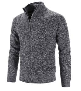 Suéter de Punto para Hombre Otoño Invierno, Color Sólido, Manga Larga, Cuello Alto con Cierre, Cuello Redondo, Prenda Exterior con Patrón - Product Image 6