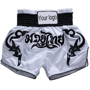 Pantalones cortos de boxeo Muay Thai modernos de poliéster de la mejor calidad, función elástica negra para hombres, mujeres, tallas para jóvenes y adultos - Product Image 1